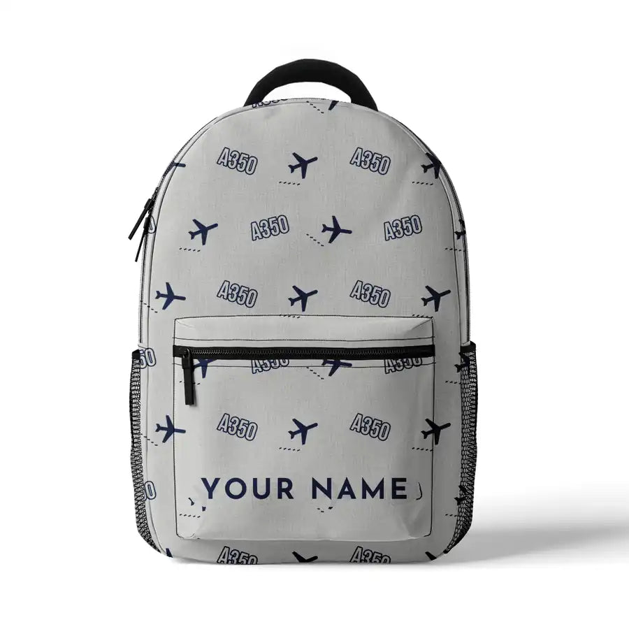Airbus A350-1000 - 3D Backpack - 3D Pattern + Name - White