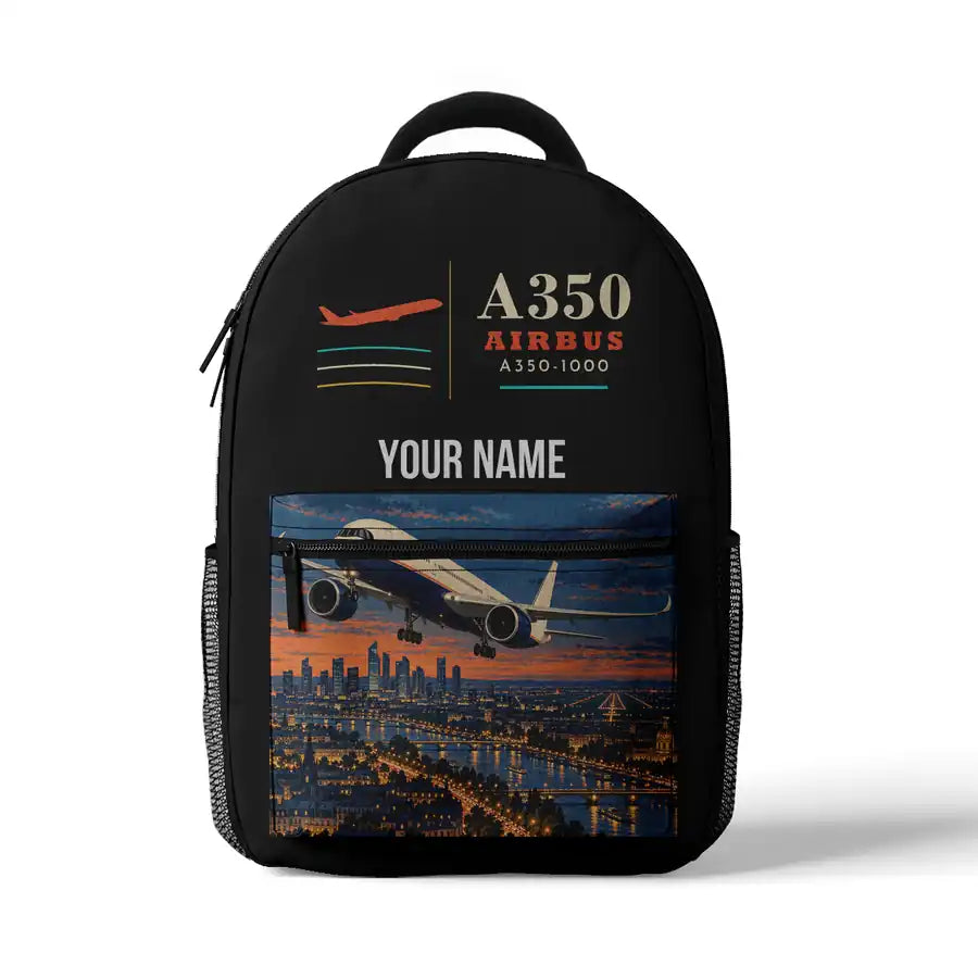 Airbus A350-1000 - 3D Backpack - Black + Name