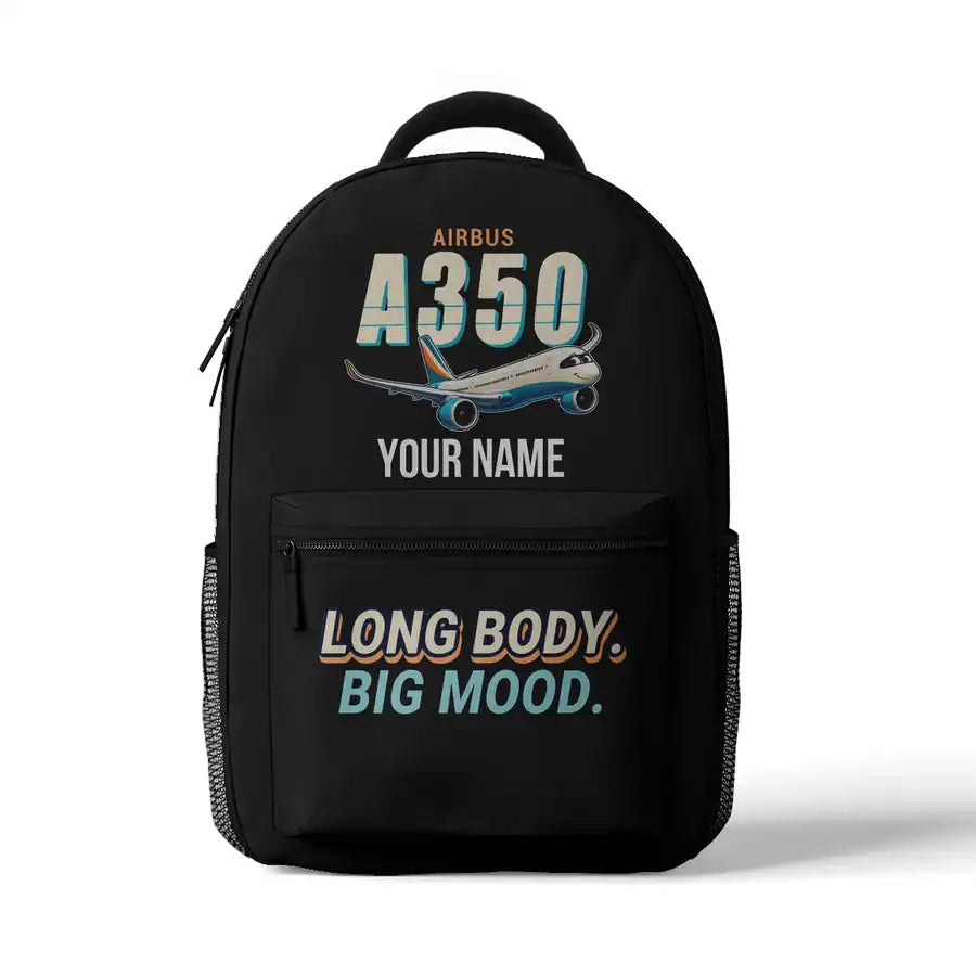 Airbus A350-1000 - 3D Backpack - Cartoon + Name - Black