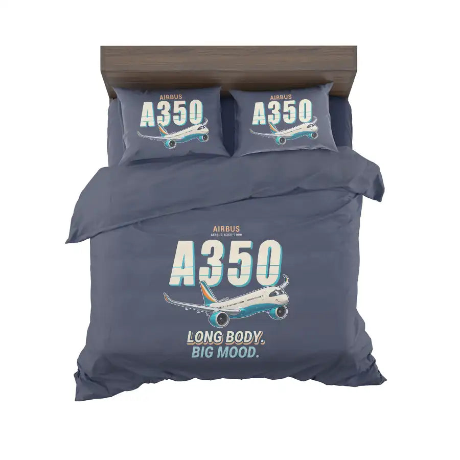 Airbus A350-1000 - Cartoon - Bedding Set - Navy Blue