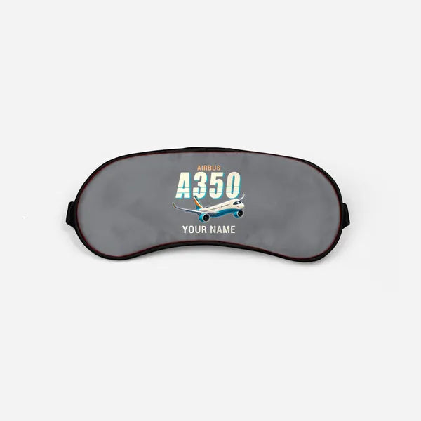 Airbus A350-1000 - Cartoon + Name - Sleep Mask - Gray