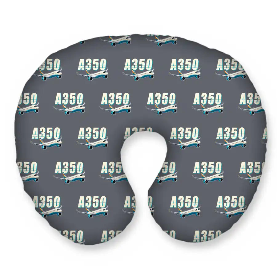 Airbus A350-1000 - Cartoon Seamless - Travel Pillow - Grey