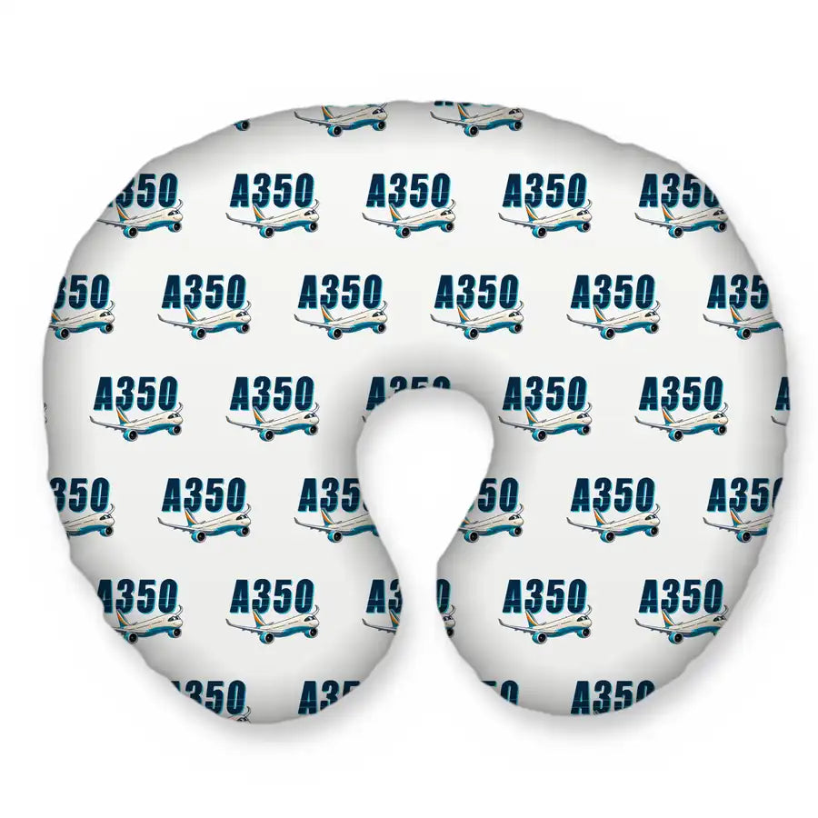 Airbus A350-1000 - Cartoon Seamless - Travel Pillow - White