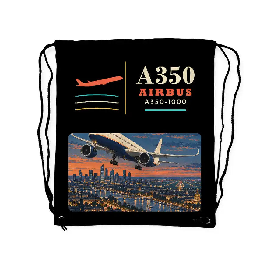 Airbus A350-1000 - Drawstring Bag - Classic - Black