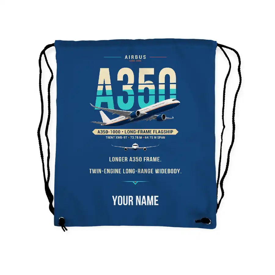Airbus A350-1000 - Drawstring Bag - Original + Name - Blue