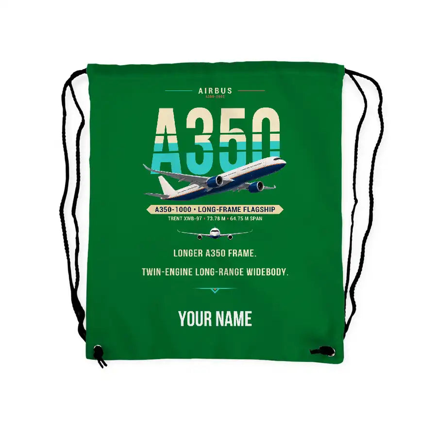 Airbus A350-1000 - Drawstring Bag - Original + Name - Green