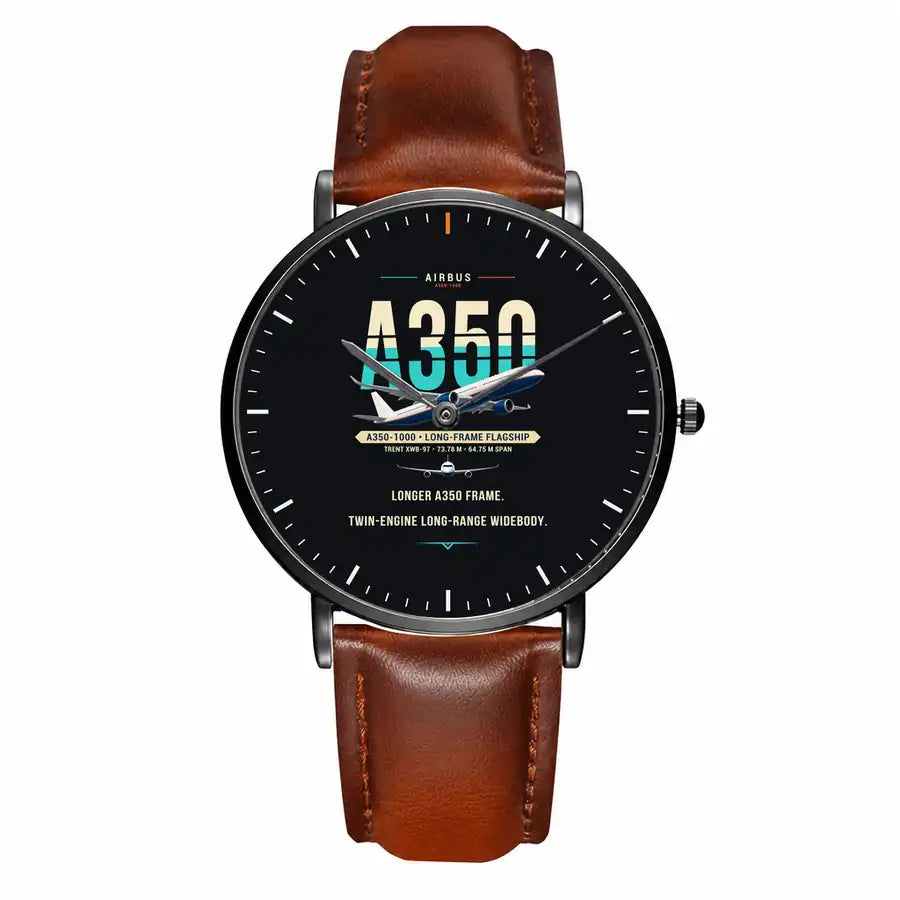 Airbus A350-1000 - Original - Slim Leather - Black and Brown Leather Strap