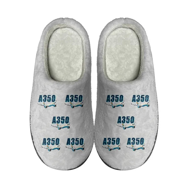 Airbus A350-1000 - Slippers - Cotton - Cartoon Pattern - Light Gray