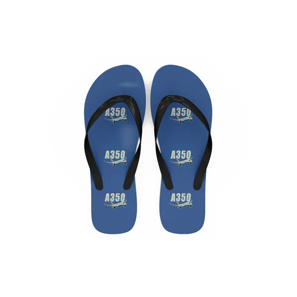 Airbus A350-1000 - Slippers - Flip Flops - Cartoon Pattern - Blue