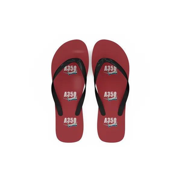 Airbus A350-1000 - Slippers - Flip Flops - Cartoon Pattern - Red
