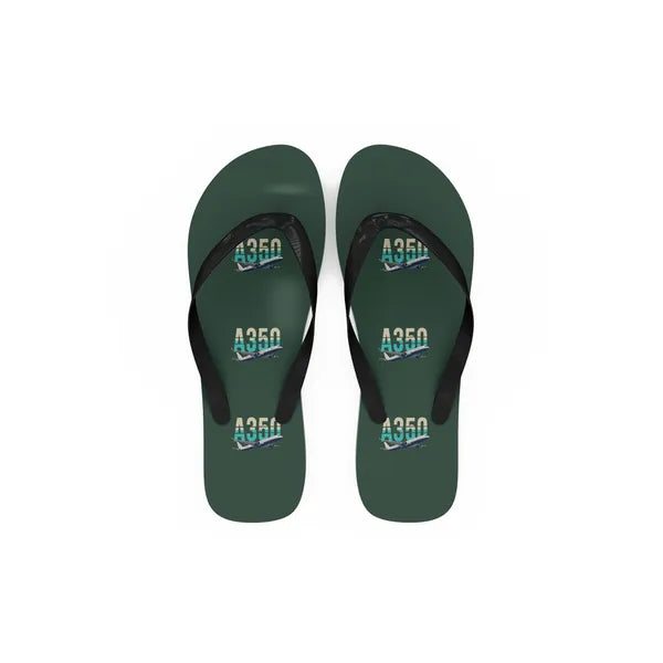 Airbus A350-1000 - Slippers - Flip Flops - Original Pattern - Dark Green