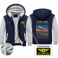 Thumbnail for Airbus A350-1000 Zipped Sweatshirts - Poster + Name - Navy & Gray