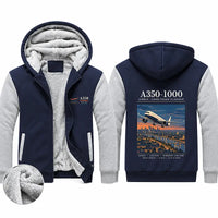 Thumbnail for Airbus A350-1000 Zipped Sweatshirts - Poster - Navy & Gray