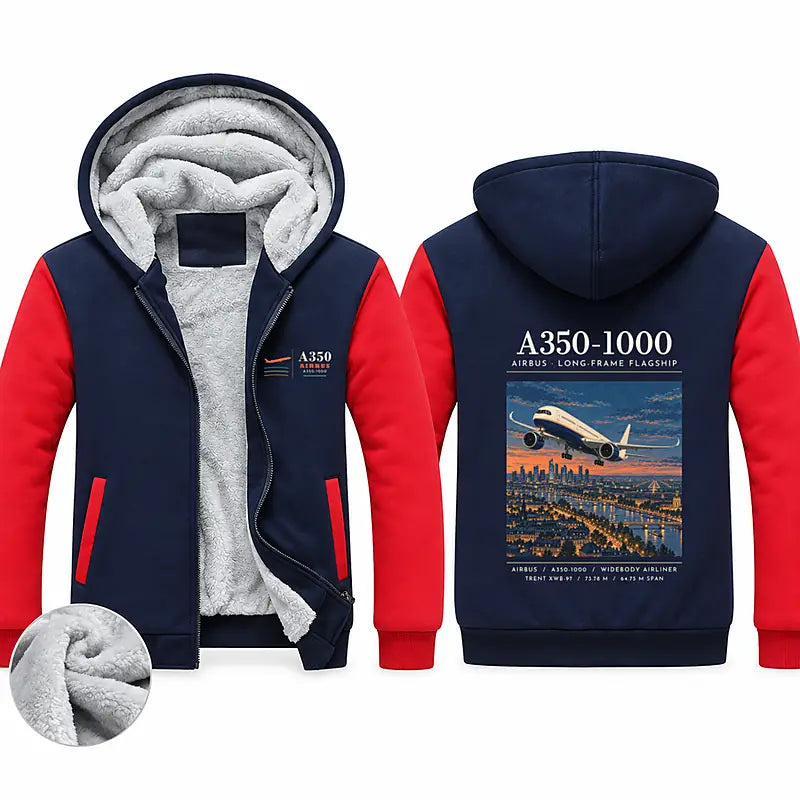 Airbus A350-1000 Zipped Sweatshirts - Poster - Navy & Red