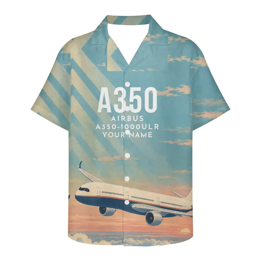 Airbus A350-1000ULR 3D All-Over Print Clothing - Hawaiian Shirt - 3D + Name