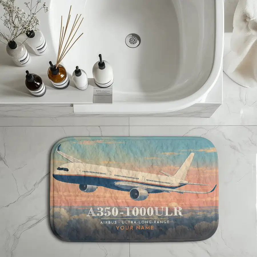 Airbus A350-1000ULR - 3D + Name - Bath Mat
