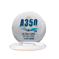 Thumbnail for Airbus A350-1000ULR - Cartoon + Name - Pin - Light Gray