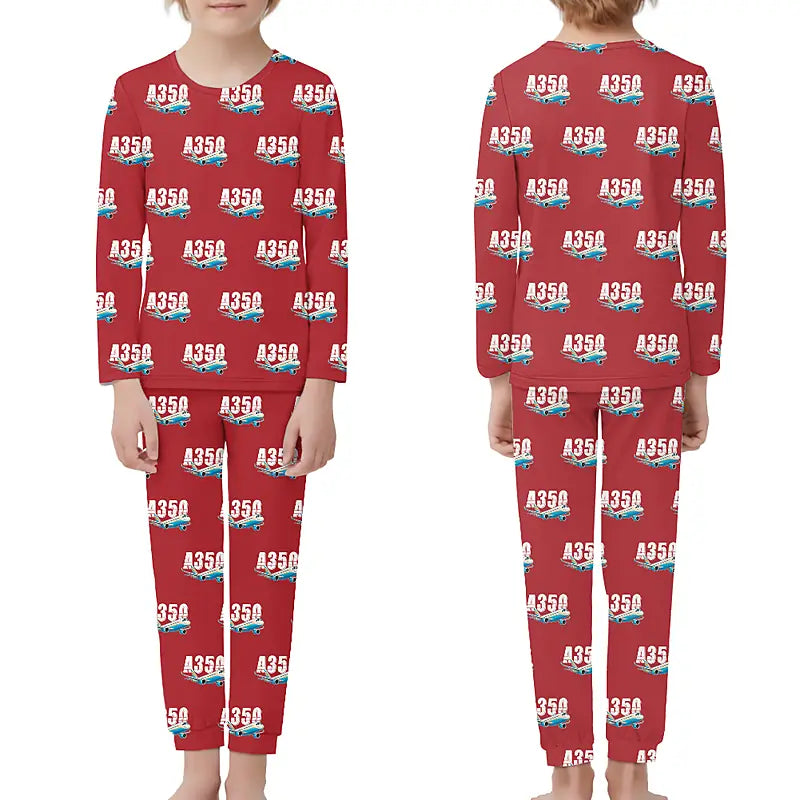 Airbus A350-1000ULR - Children Pajamas - Cartoon Pattern - Red
