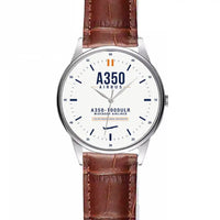 Thumbnail for Airbus A350-1000ULR - Classic - White - Leather Strap - Striped Brown Leather Strap