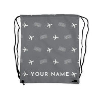 Thumbnail for Airbus A350-1000ULR - Drawstring Bag - 3D Pattern + Name - Gray
