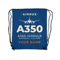 Thumbnail for Airbus A350-1000ULR - Drawstring Bag - Heritage + Name - Blue