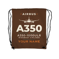 Thumbnail for Airbus A350-1000ULR - Drawstring Bag - Heritage + Name - Brown