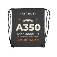 Thumbnail for Airbus A350-1000ULR - Drawstring Bag - Heritage + Name - Gray
