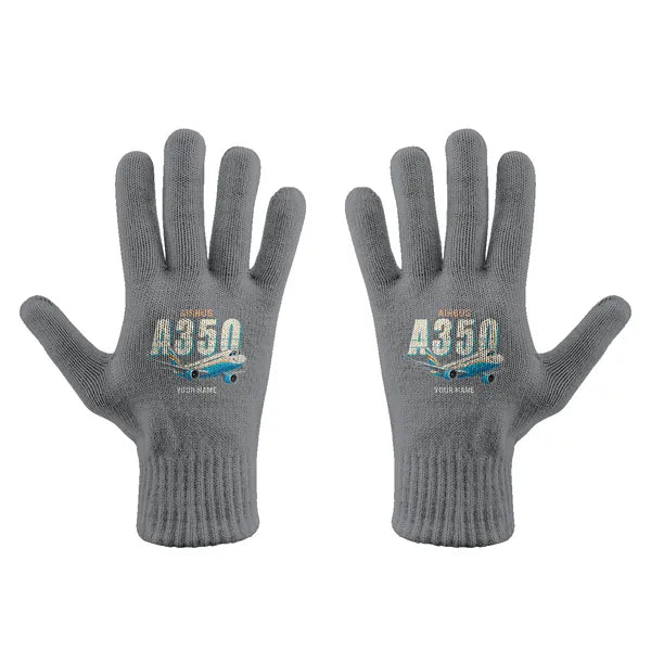 Airbus A350-1000ULR - Gloves - Full - Cartoon + Name - Gray