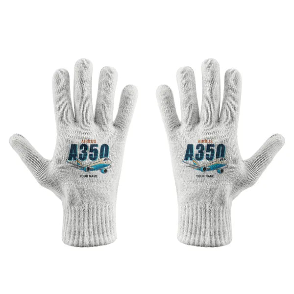 Airbus A350-1000ULR - Gloves - Full - Cartoon + Name - White