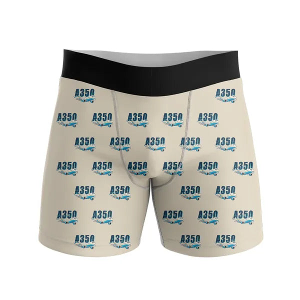 Airbus A350-1000ULR - Men Boxers - Cartoon Pattern - Beige