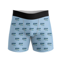 Thumbnail for Airbus A350-1000ULR - Men Boxers - Cartoon Pattern - Light Blue
