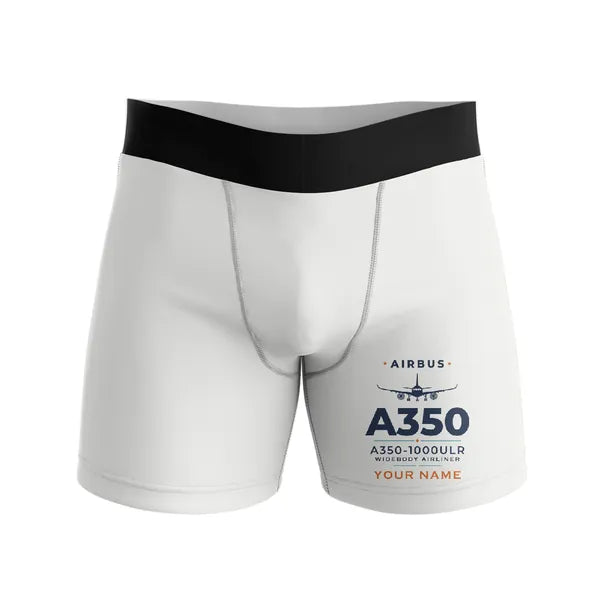 Airbus A350-1000ULR - Men Boxers - Heritage + Name - White