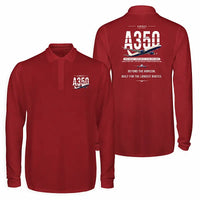 Thumbnail for Airbus A350-1000ULR Premium Polo T-Shirts - Original - Long Sleeve - Dark Red