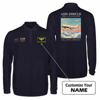 Thumbnail for Airbus A350-1000ULR Premium Polo T-Shirts - Poster + Name - Long Sleeve - Dark Blue