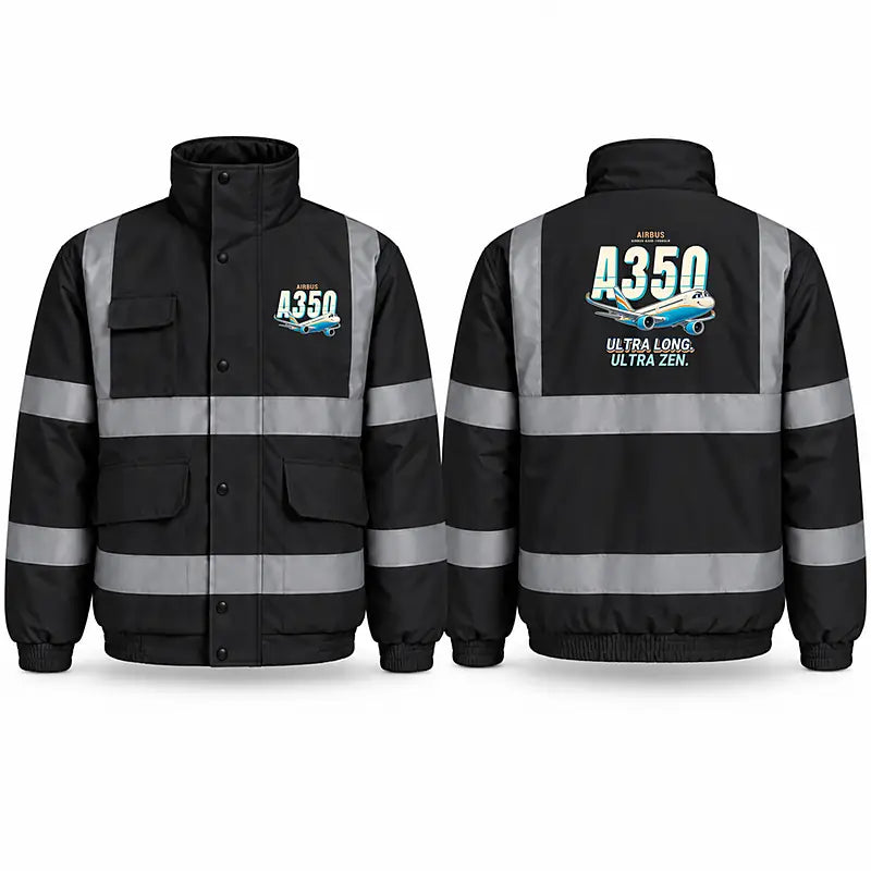 Airbus A350-1000ULR Reflective Winter Jackets - Cartoon - Black