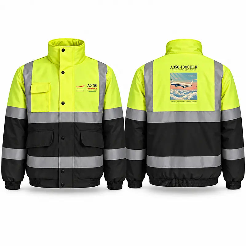 Airbus A350-1000ULR Reflective Winter Jackets - Poster - Fluorescent Yellow & Navy