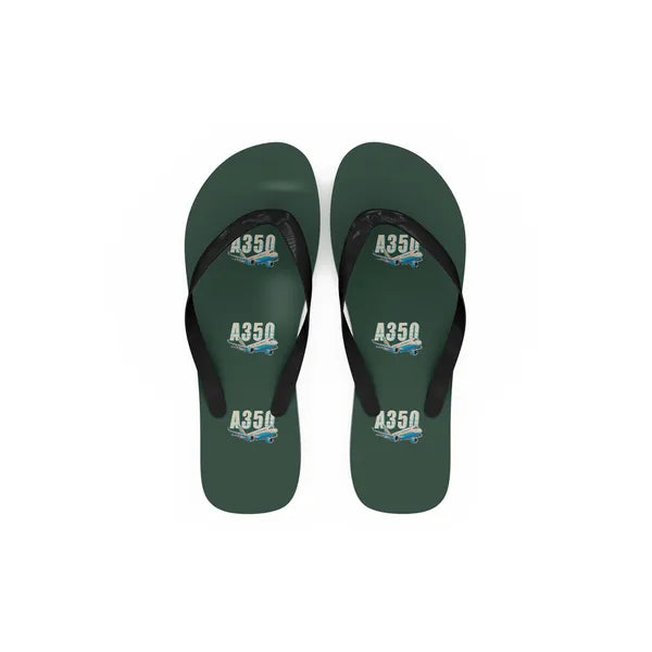 Airbus A350-1000ULR - Slippers - Flip Flops - Cartoon Pattern - Dark Green
