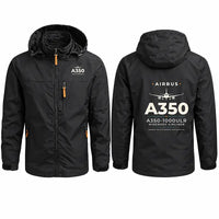 Thumbnail for Airbus A350-1000ULR Stylish Jackets - Hooded Windbreaker - Heritage - Black