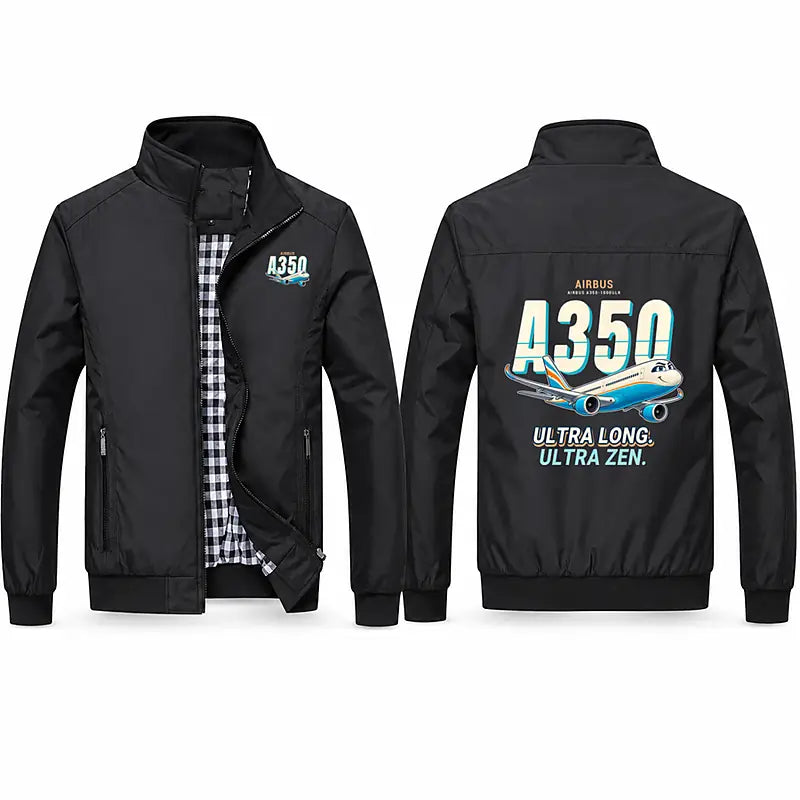 Airbus A350-1000ULR Stylish Jackets - Stand Collar - Cartoon - Black