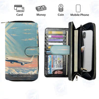 Thumbnail for Airbus A350-1000ULR Leather Wallets - Zip Long Wallet - 3D