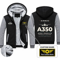 Thumbnail for Airbus A350-1000ULR Zipped Sweatshirts - Heritage + Name - Black & Gray