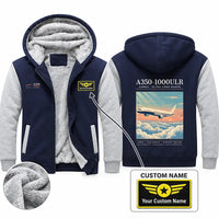 Thumbnail for Airbus A350-1000ULR Zipped Sweatshirts - Poster + Name - Navy & Gray