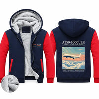 Thumbnail for Airbus A350-1000ULR Zipped Sweatshirts - Poster - Navy & Red