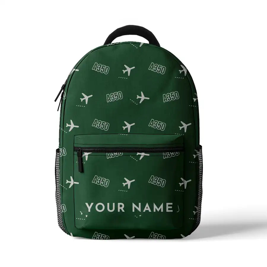 Airbus A350-900 - 3D Backpack - 3D Pattern + Name - Green