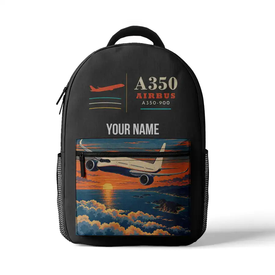 Airbus A350-900 - 3D Backpack - Gray + Name