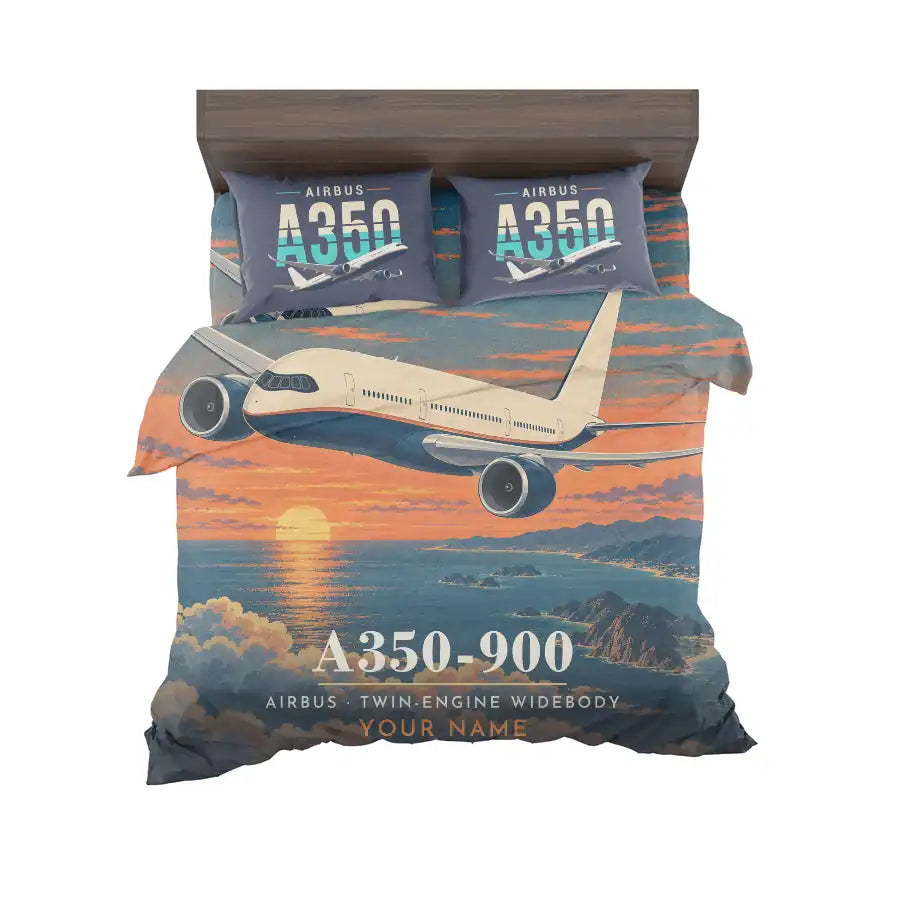 Airbus A350-900 - 3D + Name - Bedding Set - Full Print