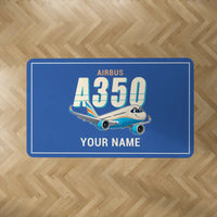 Thumbnail for Airbus A350-900 - Cartoon + Name - Rectangle Carpet - Blue