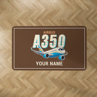 Thumbnail for Airbus A350-900 - Cartoon + Name - Rectangle Carpet - Brown