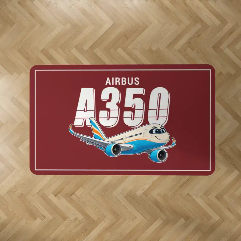 Airbus A350-900 - Cartoon - Rectangle Carpet - Dark Red