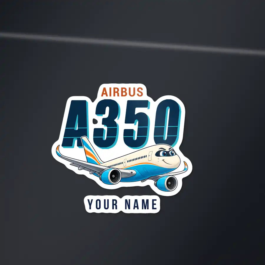 Airbus A350-900 - Cartoon Die-Cut + Name - Die-Cut - Dark Car